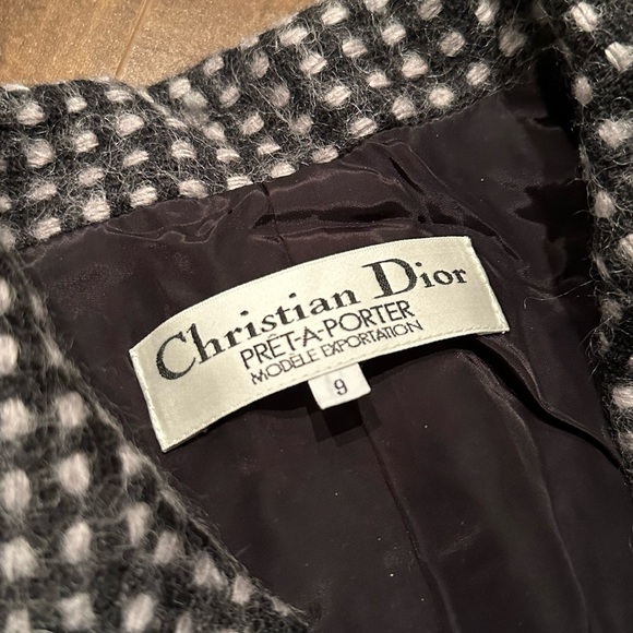 Vintage Christian Dior Black White Tweed Wool Blazer - Picture 7 of 11